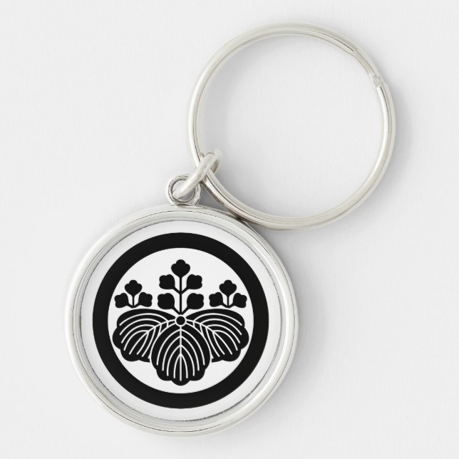 Paulownia with 5-3 blooms in circle key ring (Front)