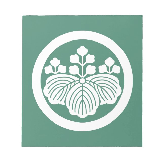 Paulownia with 5&3 blooms in circle notepad (Front)
