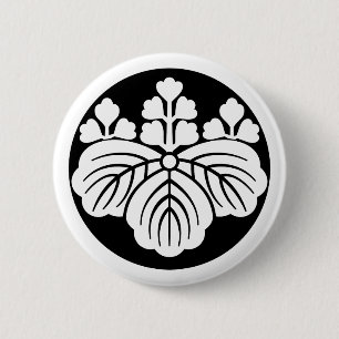 Paulownia with 5&3 blooms in rice cake 6 cm round badge