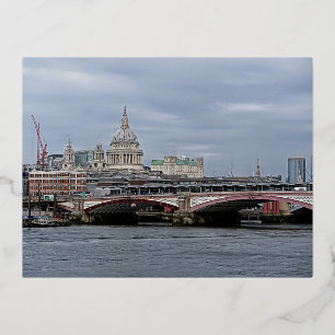 Pauls Cathedral London watercolor look Foil Holiday Postcard