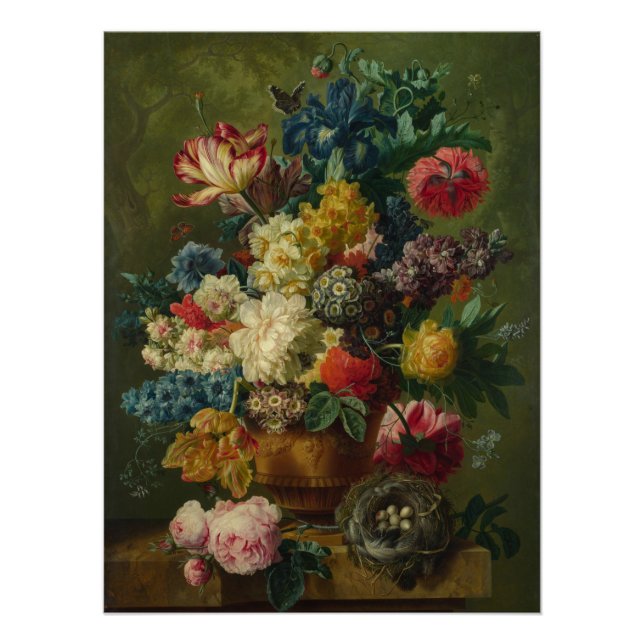 Paulus Theodorus Van Brussel - Flowers In A Vase Poster (Front)