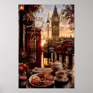 Pause Breathe And Savour The Morning London Cafe Poster