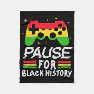 Pause For Black History Month Boys Kids Gamer Vide Fleece Blanket
