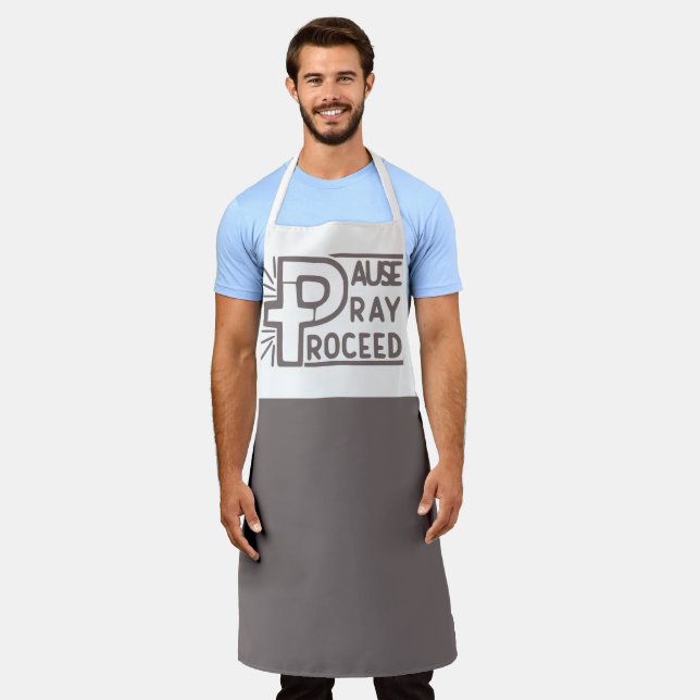 PAUSE PRAY PROCEED CHRISTIAN APRON (Worn)