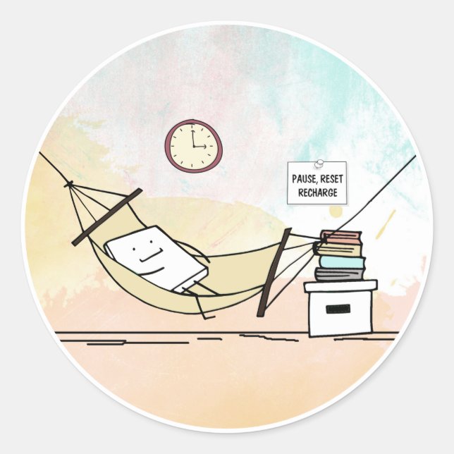 Pause, Reset, Recharge  Classic Round Sticker (Front)