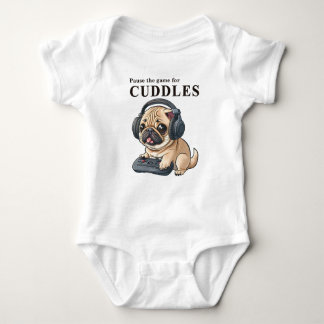 Pause the game for Cuddle - Cute gamer DOG Baby Bodysuit