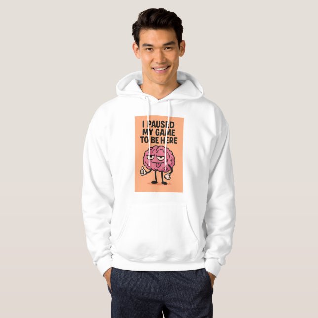 "Paused Game Brain – Gaming Mode Activated" Hoodie (Front Full)
