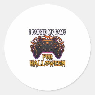 Paused Game Halloween Controller Bats Ghosts_1 Classic Round Sticker