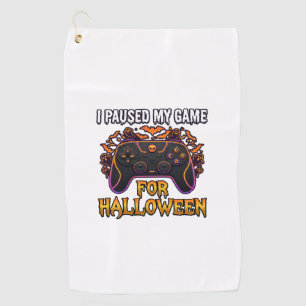 Paused Game Halloween Controller Bats Ghosts_1 Golf Towel