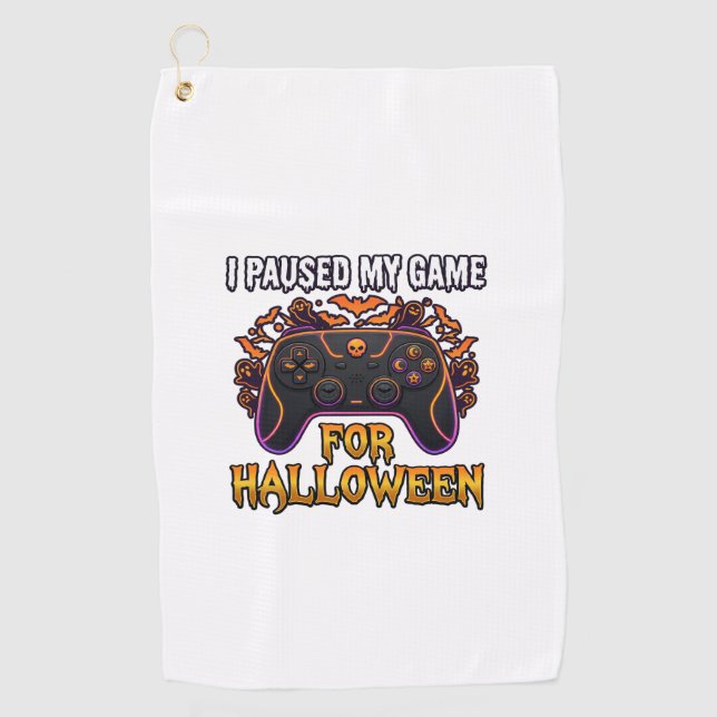 Paused Game Halloween Controller Bats Ghosts_1 Golf Towel (Front)