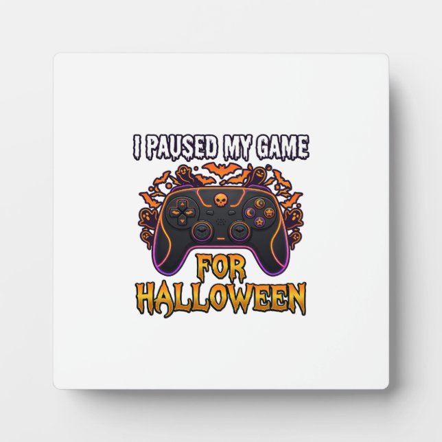 Paused Game Halloween Controller Bats Ghosts_1 Plaque (Front)