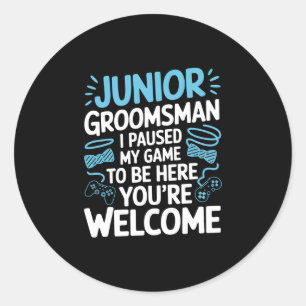 Paused game wedding party bow tie cute junior classic round sticker