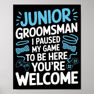 Paused game wedding party bow tie cute junior poster