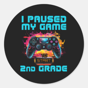 Paused My Game 2nd Grade Video Gamer Back To Schoo Classic Round Sticker