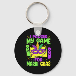Paused My Game For Mardi Gras Video Game Gamer Con Key Ring