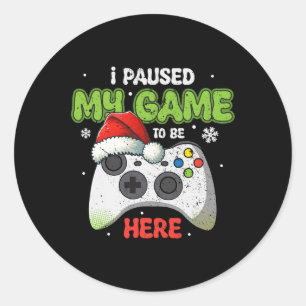 Paused My Game Funny Santa Christmas Video Game Ki Classic Round Sticker