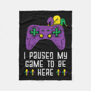Paused My Game Mardi Gras Video Gaming Gamer Boys Fleece Blanket