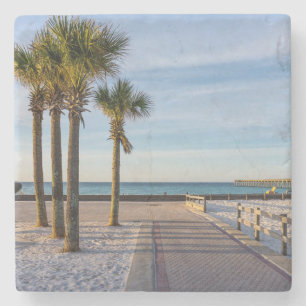 Paved Walkway To Pensacola Beach Stone Coaster