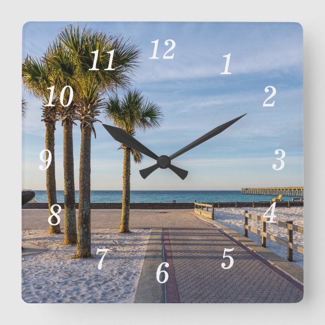 Paved Walkway To Pensacola Beach Wall Clock (Front)
