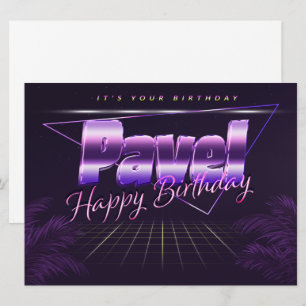 Pavel Name Vorname lila retro Karte Geburtstag Card