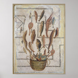 Pavement depicting fish escaping from a basket poster