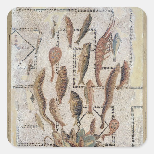 Pavement depicting fish escaping from a basket square sticker (Front)