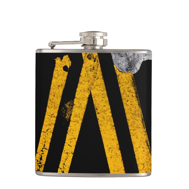 Pavement Road Traffic Marking Lines - Cool - Fun Hip Flask (Front)