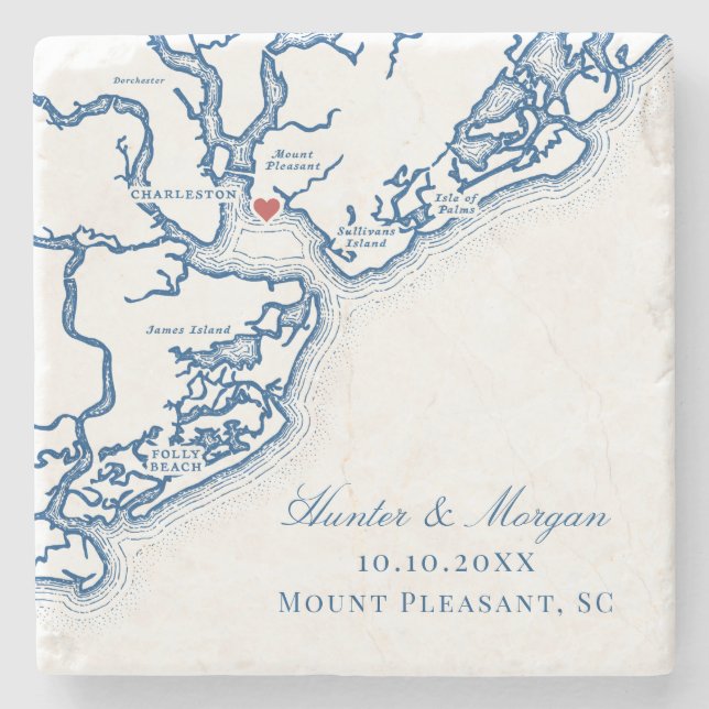 Pavilion at Patriots Point Wedding Favour Stone Coaster (Front)