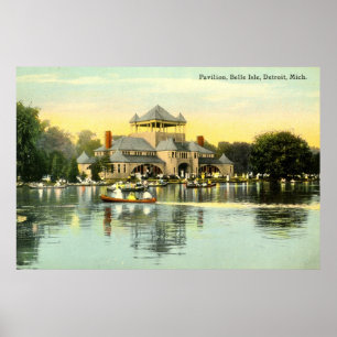 Pavilion Belle Isle, Detroit Michigan 1915 Vintage Poster