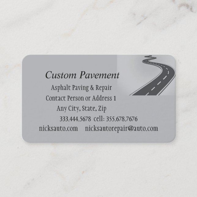 Paving, Asphalt, Roads Business Cards (Front)