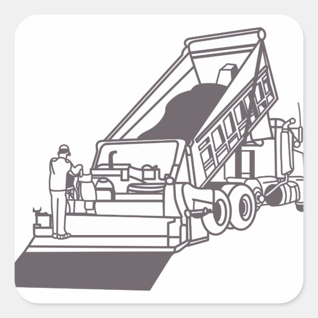 Paving Truck Outline Square Sticker (Front)