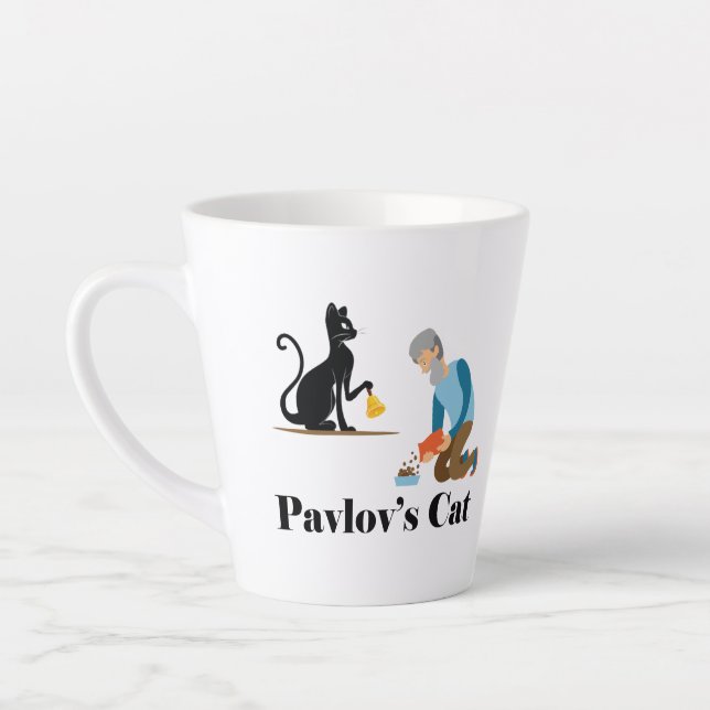 Pavlov's Cat Funny Psychology Latte Mug (Left)