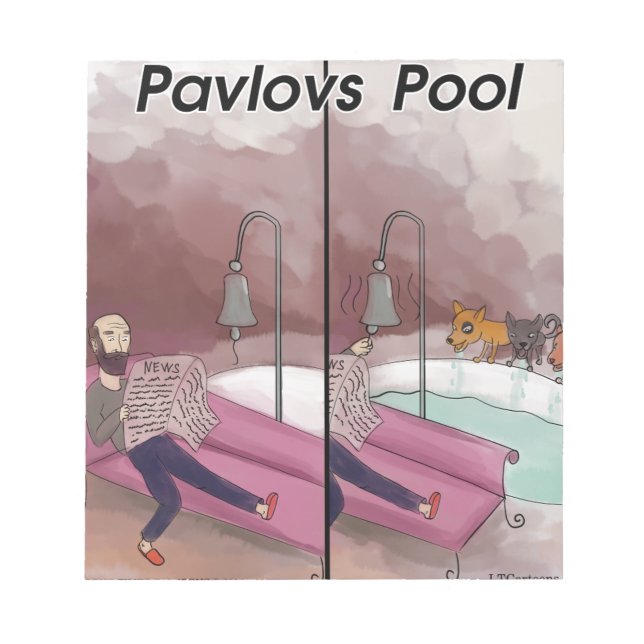 Pavlov's Pool Funny Cartoon Notepad (Front)