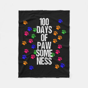 Paw 100 Days School Animal Fun Happy Gift Outfit Fleece Blanket
