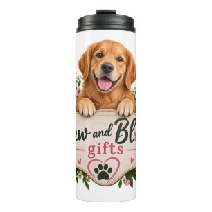 Paw and Bloom Gifts – Golden Retriever Floral Dog  Thermal Tumbler