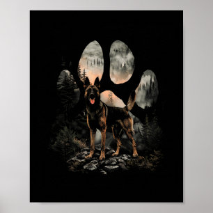 Paw Belgian Malinois Dog Mum Dad Mountains Sunset Poster