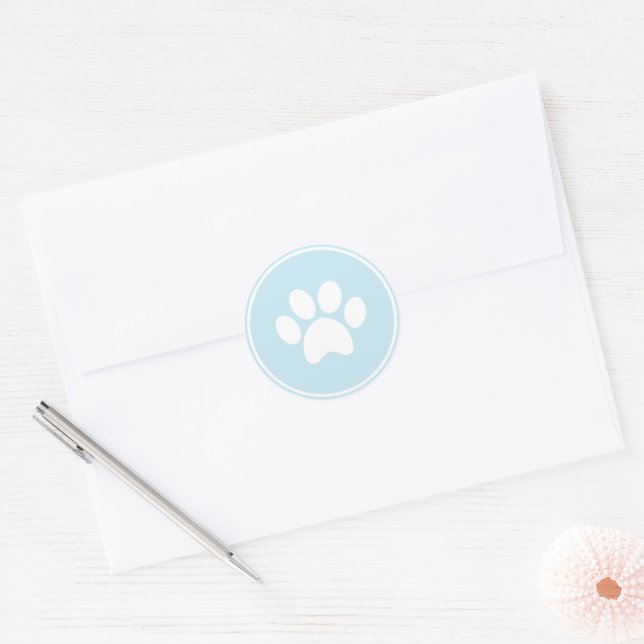 Paw Blue Print Sticker for Puppy Birthday Invites (Envelope)
