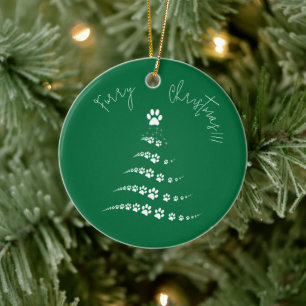Paw Christmas Tree Furry Christmas Ceramic Ornament
