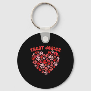 Paw Design Shirt Treat Dealer Dog Lover Heart Paw Key Ring