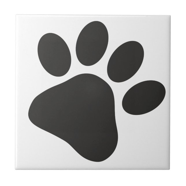Paw Dog Animal Lover Cute Simple Minimal Ceramic Tile (Front)