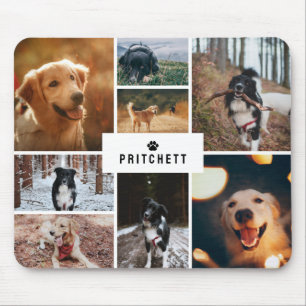 Paw Dog Photo Collage & Monogram Mouse Pad