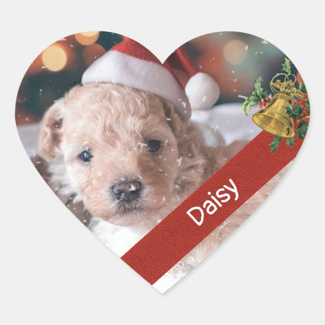Paw-fect Christmas Puppy Jingle Bell Holly Sticker (Front)