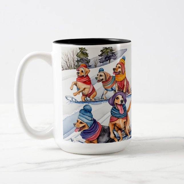 Paw fect Day To Go Sledding Two-Tone Coffee Mug (Left)