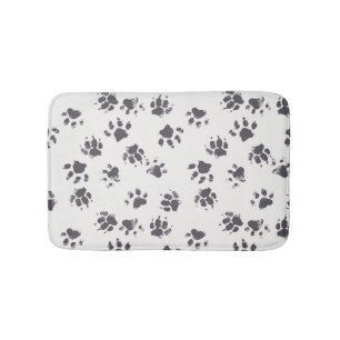 Paw Footprints: Dog Monochrome Seamless. Bath Mat