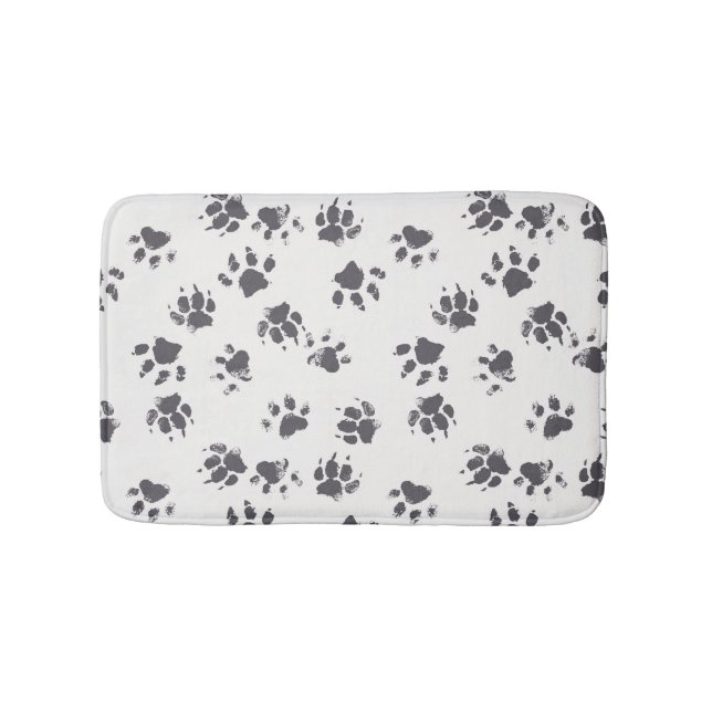 Paw Footprints: Dog Monochrome Seamless. Bath Mat (Front)