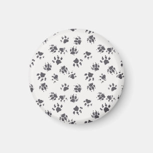 Paw Footprints: Dog Monochrome Seamless. Magnet