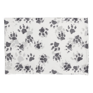 Paw Footprints: Dog Monochrome Seamless. Pillowcase
