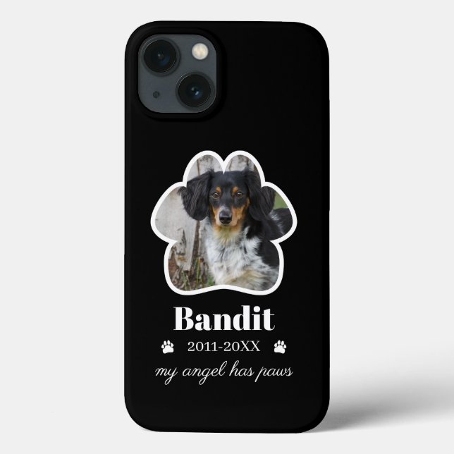 Paw Frame Pet Photo Add Name Memorial Case-Mate iPhone Case (Back)