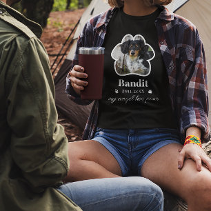 Paw Frame Pet Photo Add Name Memorial T-Shirt