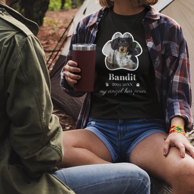 Paw Frame Pet Photo Add Name Memorial T-Shirt (Creator Uploaded)